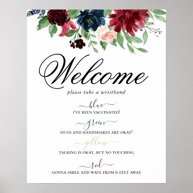 Affiche Boho Bloom | Bourgogne Floral Distances sociales (Devant)