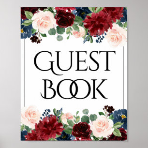 Affiche Boho Bloom   Panneau de signature pour invités Rou