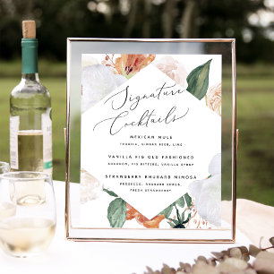 Affiche Boho Blooms Mariage Signature Cocktail Menu Signe