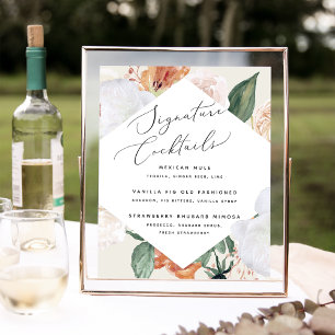Affiche Boho Blooms Mariage Signature Cocktail Menu Signe