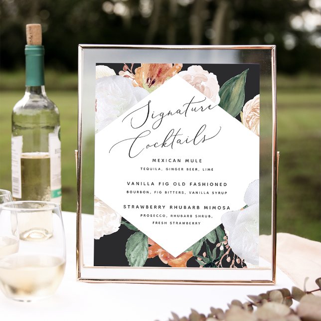 Affiche Boho Blooms Mariage Signature Cocktail Menu Signe (Créateur téléchargé)