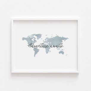 Affiche boho blue Adventure attend l'impression paysage
