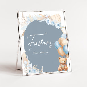 Affiche Boho Blue Bear Balloon Baby shower Faveurs