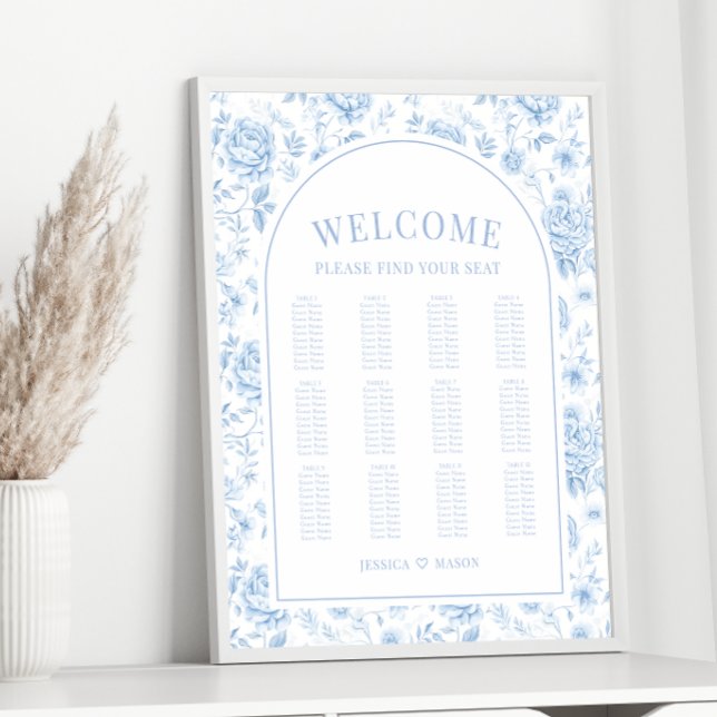 Affiche Boho Blue Porcelain Floral Wedating Chart (Créateur téléchargé)