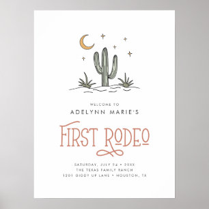 Affiche Boho Blush Filles Modernes Premier Rodéo 1er Anniv