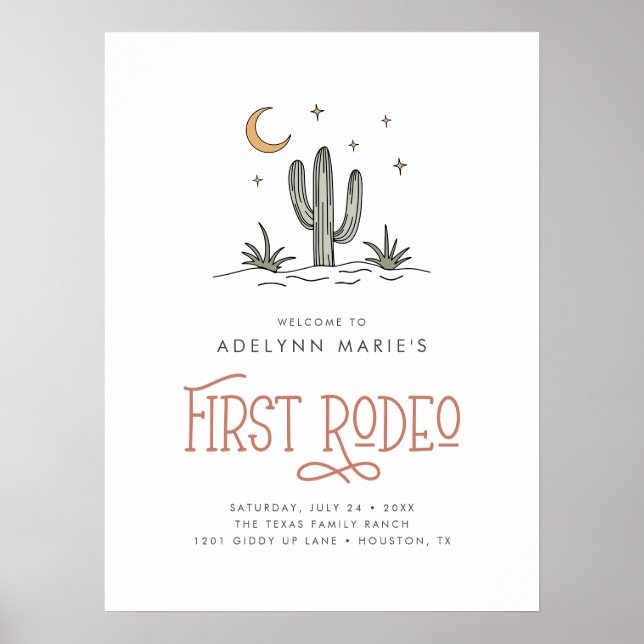 Affiche Boho Blush Filles Modernes Premier Rodéo 1er Anniv (Devant)