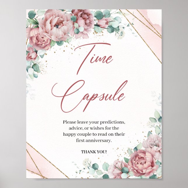 Affiche Boho blush floral eucalyptus capsule temporel jeu (Devant)