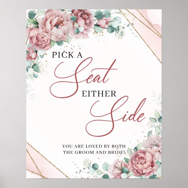 Affiche Boho Blush floral gold Choisissez un siège de chaq (Devant)