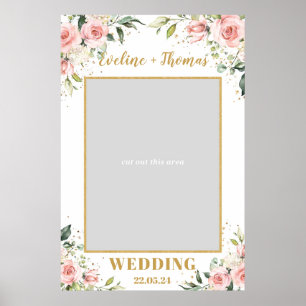 Affiche Boho blush pink floral gold bwedding photo prop
