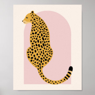 Affiche Boho Blush Pink Vintage Arc surdimensionné Leopard