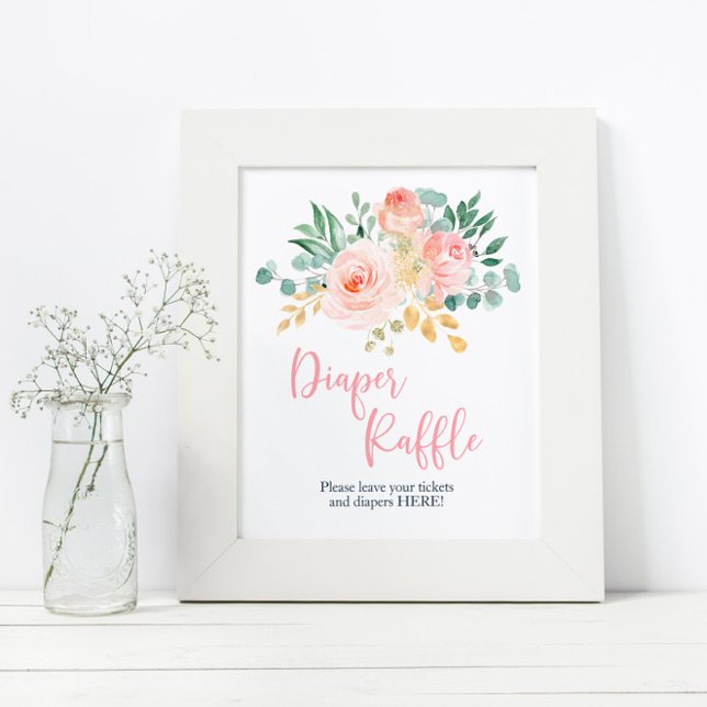 Affiche Boho Blush rose Floral Douche Dépouille Raffle Sig (Créateur téléchargé)