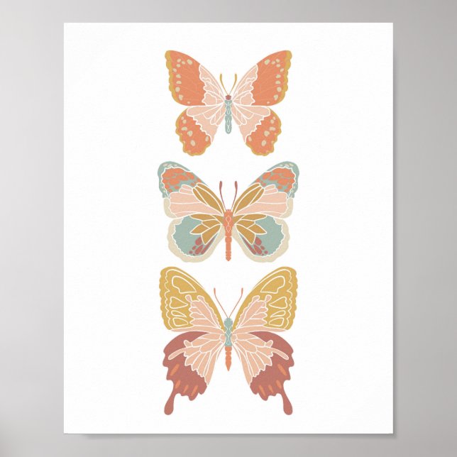 Affiche Boho Bold Papillons papillons Girls Nursery Art (Devant)