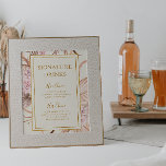 Affiche Boho Botanical | Signature ivoire Boissons Signal<br><div class="desc">Ce botanique boho | signature ivoire signe boissons est parfait pour votre élégante réception de mariage rustique fleurie, verte, pêche, or rose. Le design présente un cadre or ou un bouquet avec de l'herbe rose pâle moderne, de la sauge simple, de l'ivoire, une feuille de palmier à champagne et une...</div>