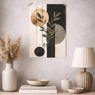 Affiche Boho Botanique Géométrique Minimal Luxueux Noir Or