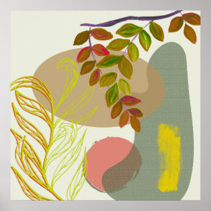 Affiche Boho botanique jaune vert