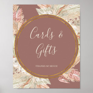Affiche Boho Botanique Panneau Cartes et Cadeaux Rose Po