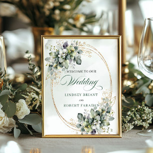 Affiche Boho Botanique Poussière Verte Table Mariage Bienv