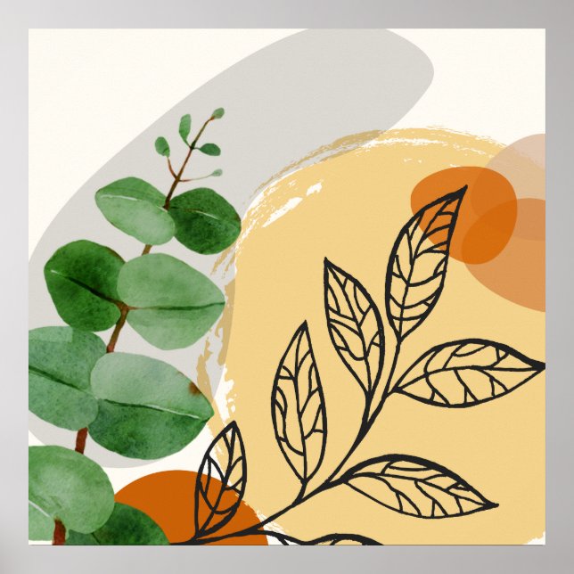 Affiche Boho Botanique Vert Orange (Devant)