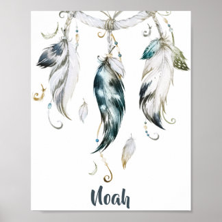 Affiche Boho Boy Feather Dream Catcher Wall Art