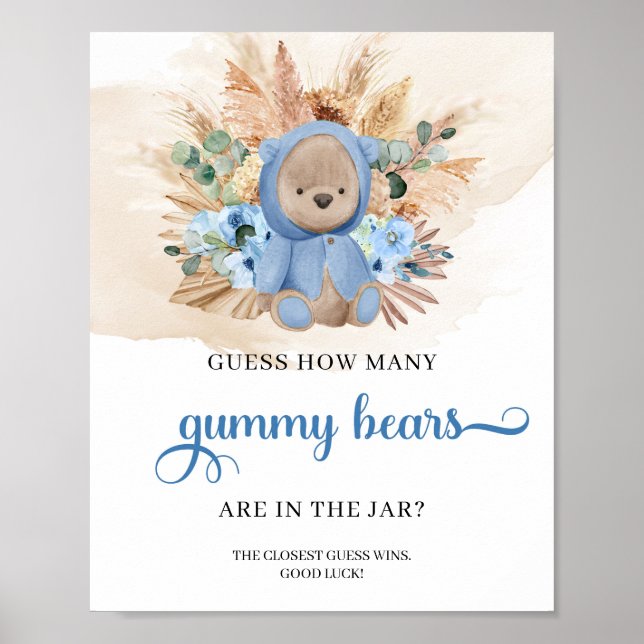 Affiche Boho Boy teddy bear Guess How Many Gummy Bear (Devant)