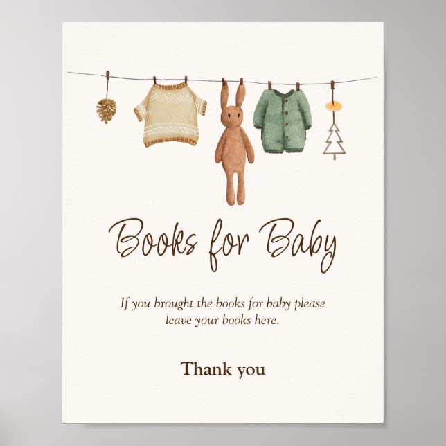 Affiche Boho Boy Vêtements Baby shower Livres pour bébé Si (Devant)