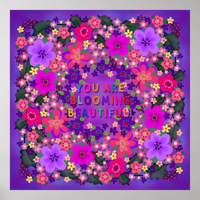 Affiche Boho Bright Big Beautiful Flowers (Devant)