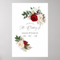 Boho Burgundy - Marsala Floral Mariage Bienvenue