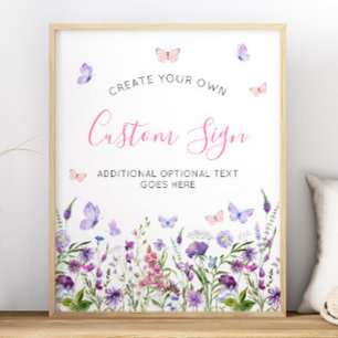 Affiche Boho Butterfly Fleur sauvage Baby shower 16x20