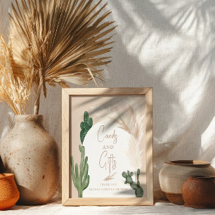 Affiche Boho cactus cartes pampas cadeaux douche nuptiale