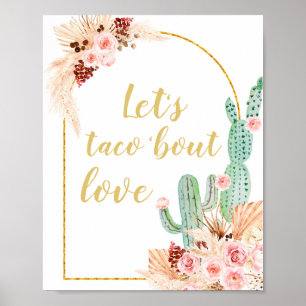 Affiche Boho Cactus Taco 'sur la Fête des mariées d'amour