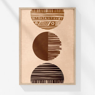 Affiche Boho Café Beige Brown Abstrait Mur Tribal Art