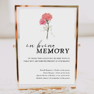 Affiche Boho Carnation En Mariage de mémoire d'amour