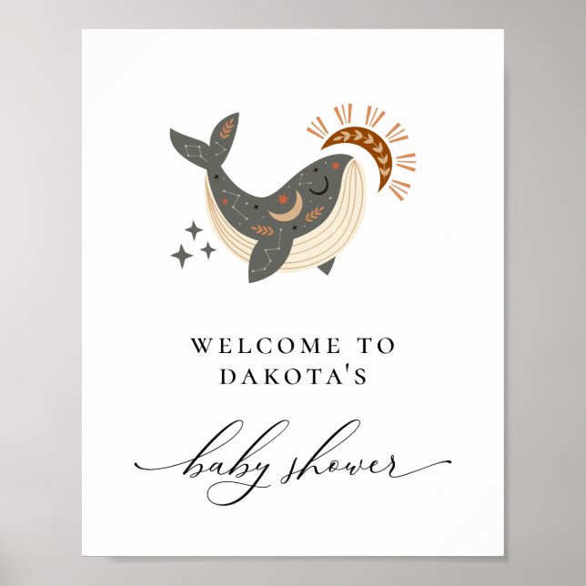 Affiche Boho Celestial Whale Baby shower Bienvenue (Devant)