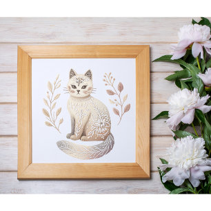 Affiche Boho Chat esthétique minimaliste Feline Wall Art