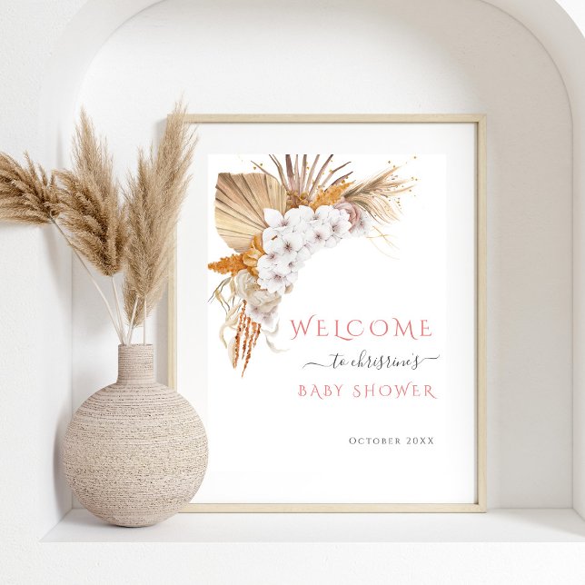 Affiche Boho Chic Aquarelle Baby shower Floral Bienvenue (Créateur téléchargé)