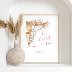 Affiche Boho Chic Baby shower d'aquarelle Hot Chocolat Bar
