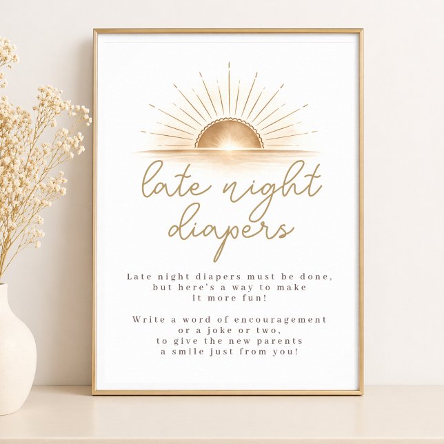 Affiche Boho Chic Bébé Soleil Shower Diapers de Nuit (Créateur téléchargé)