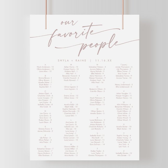 Affiche Boho Chic blush rose Pink Imprimable Seing Chart (Créateur téléchargé)
