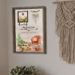 Affiche Boho Chic Home Scène Bohème Définition<br><div class="desc">Décor maison bohème avec un fauteuil moderne du milieu du siècle avec des coussins et vos chaussons préférés,  quelques plantes et un tapis avec un tableau au mur et une penderie en macrame. Ce design boho chic comprend la définition de bohème. Conception composite par Holiday Hearts Designs.</div>