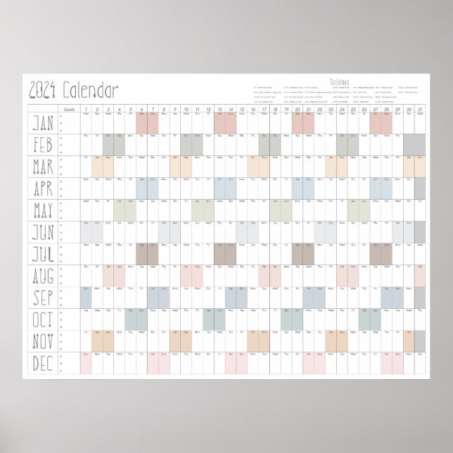 Affiche Boho Chic Large 2024 Wall Calendar (Horizontal) (Devant)