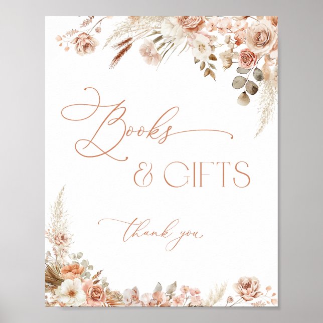 Affiche Boho Chic Livres et Baby showers cadeaux (Devant)
