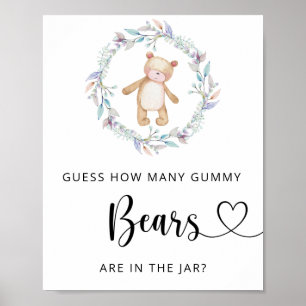 Affiche Boho chic petit ours devine combien d'OURS en GUMM