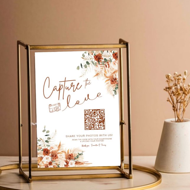 Affiche Boho-Chic QR Code Script Capture Le Mariage d'amou (Créateur téléchargé)