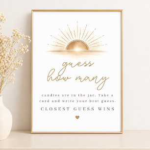 Affiche Boho Chic Soleil Neutre Baby Shower Devinez Combie