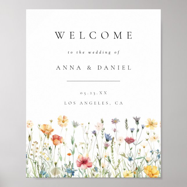Affiche Boho Chic Wildflower Wedding Welcome (Devant)
