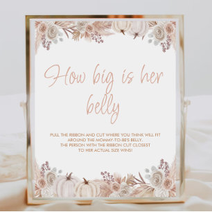 Affiche Boho Citrouille Baby shower Quelle taille a son ve
