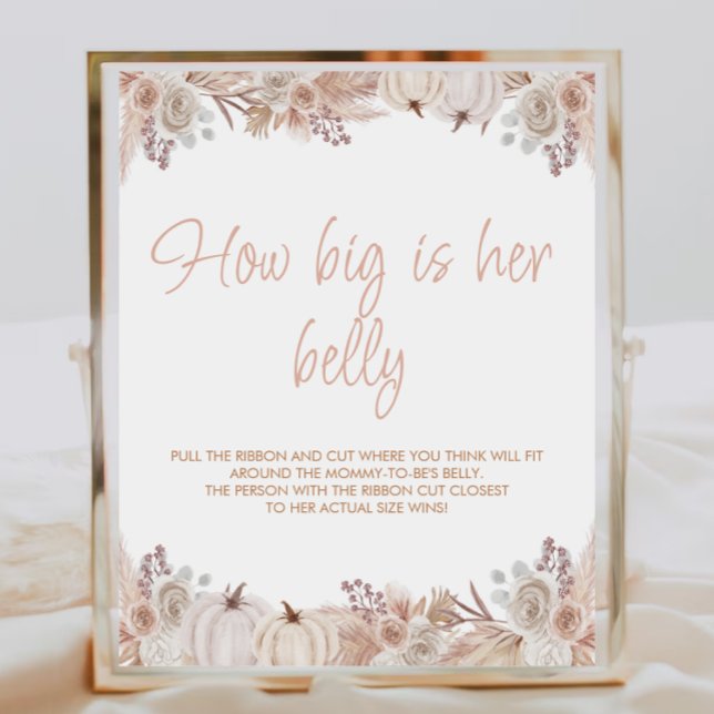 Affiche Boho Citrouille Baby shower Quelle taille a son ve (Créateur téléchargé)