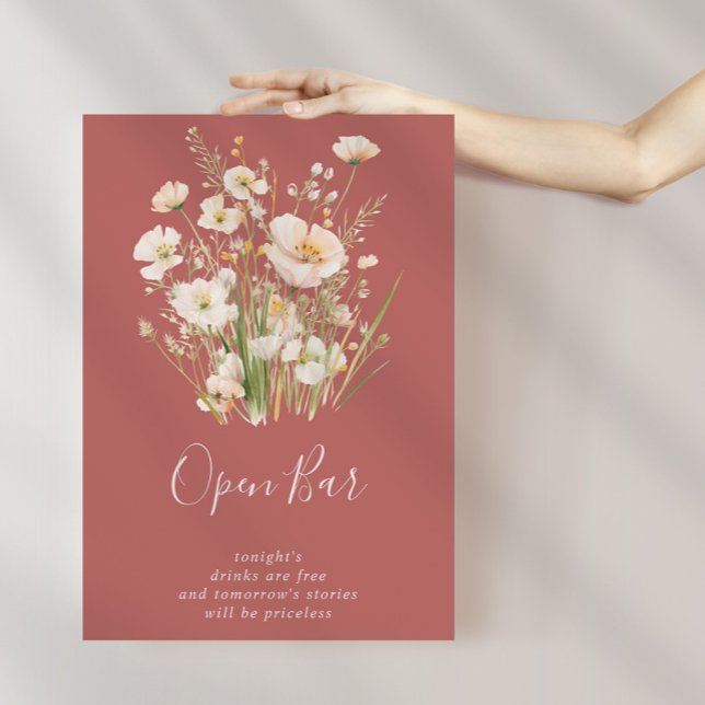 Affiche Boho classique Blush Fleur sauvage Mariage Open Ba (Créateur téléchargé)