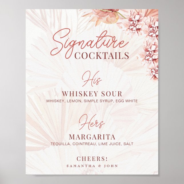 Affiche Boho Cocktails Signature Boissons Mariage Pour Lui (Devant)