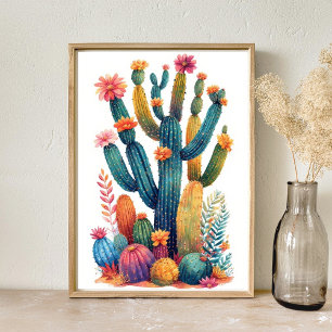 Affiche Boho Coloré Desert Cactus Art